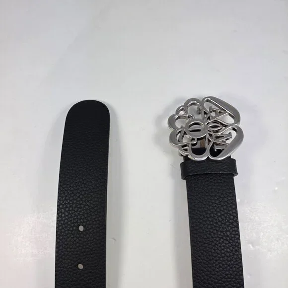 Alexander McQueen Black Leather Belt w/ AM Monogram Buckle — Size 90/36 (Italy) - Picture 6 of 8